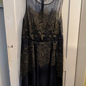 Navy Blue and Gold sparkle formal dress